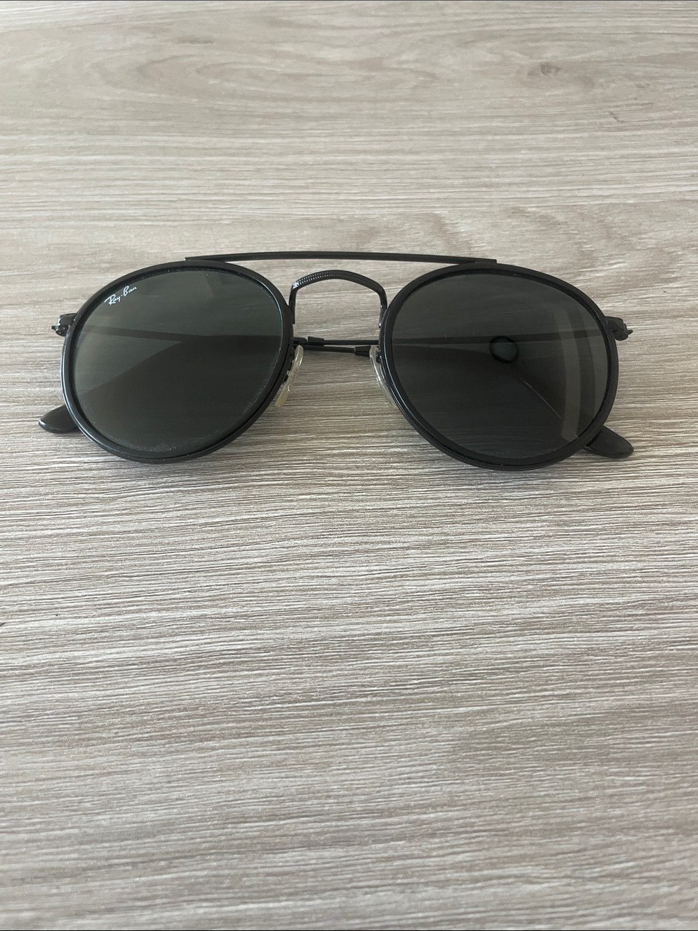 Ray-Ban Black Round Double-Bridge Sunglasses